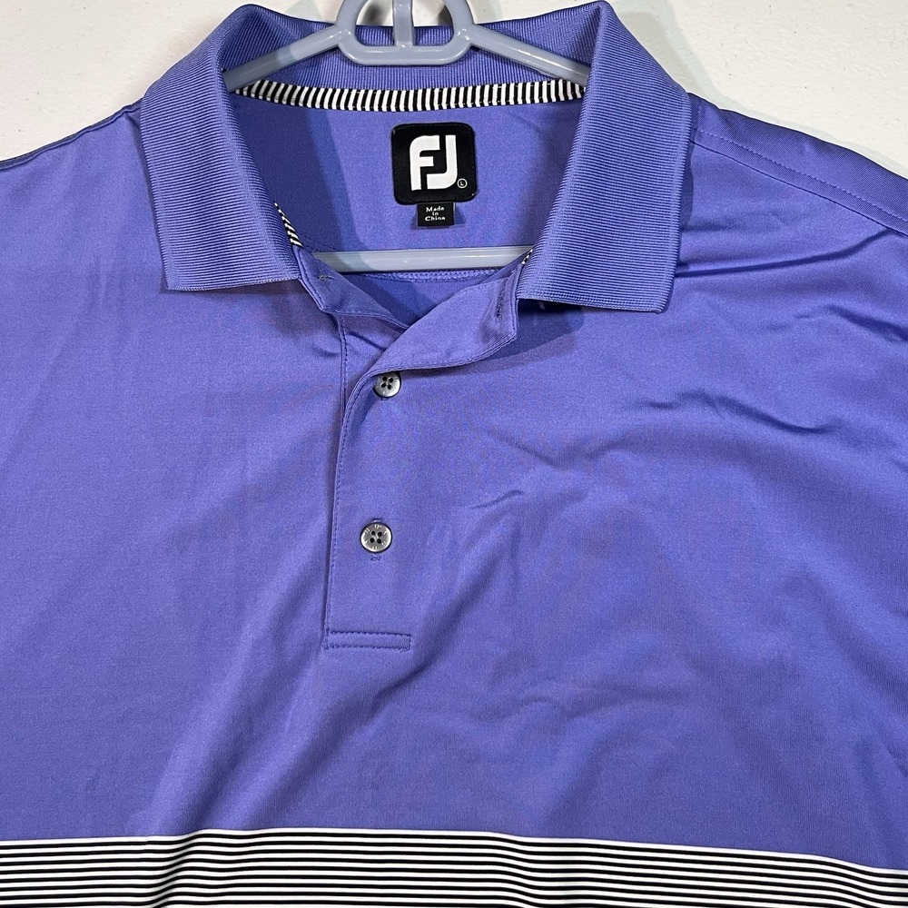 FootJoy Performance Golf Polo Shirt Mens Large Purple Striped EUC